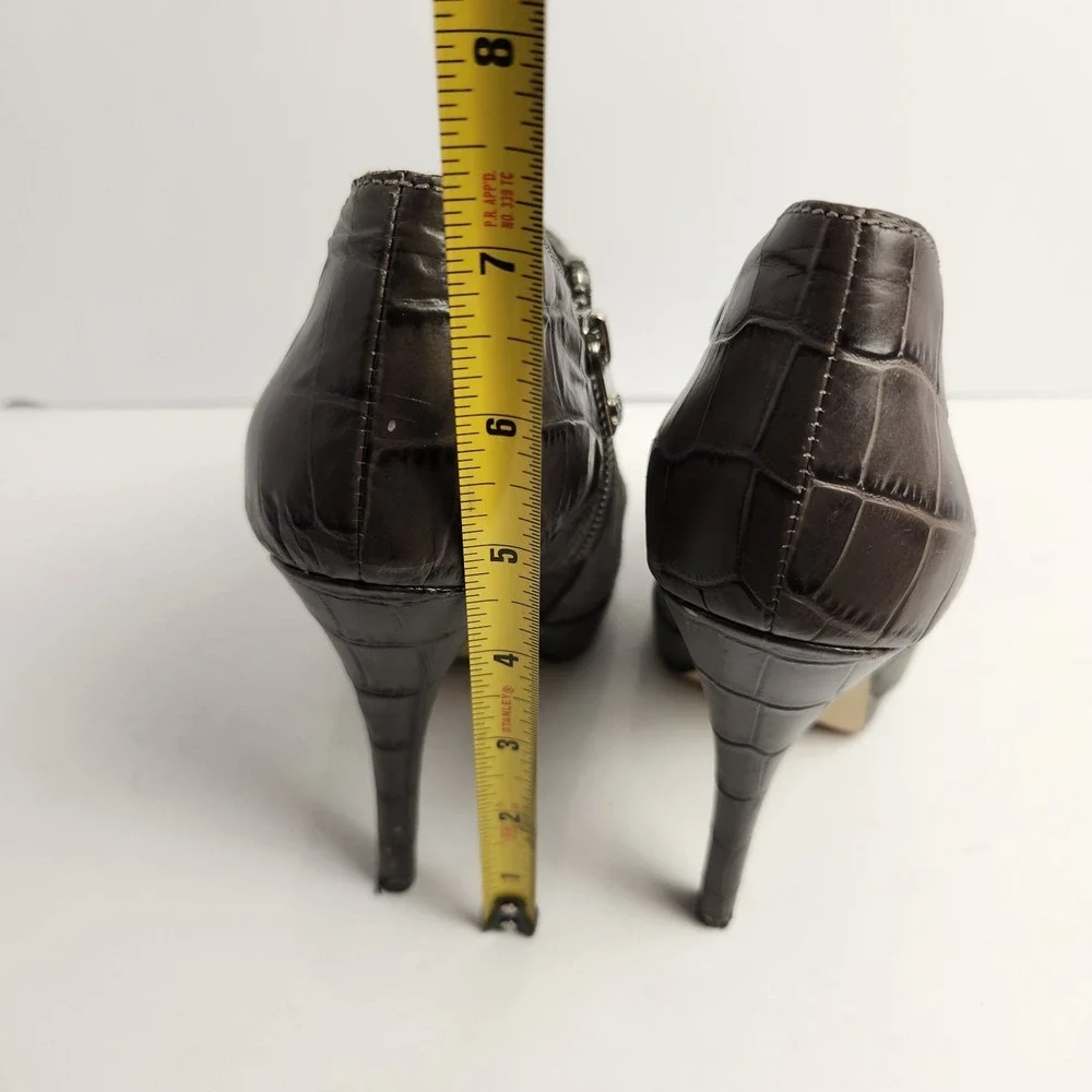 Michael‎ Kors York Women's Platform Side Zip Heeled Bootie Gray Size 6.5